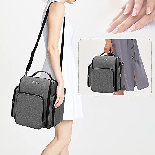 Gray Nail Polish Organizer Holds 72 Bottles Travel Case with Removable Compartments