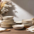 Ceramic Dinnerware Set for 6 - 18 Pieces Plates and Bowls, Lead-Free & Microwave Safe