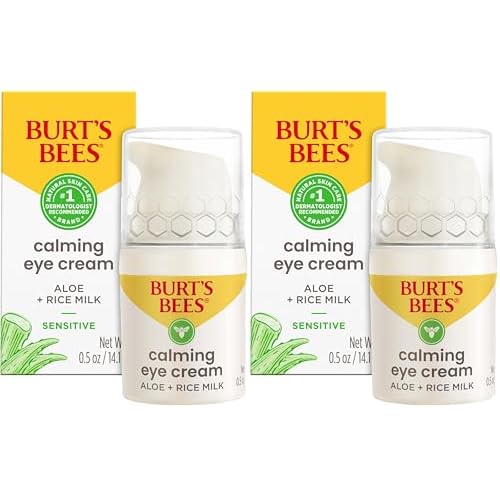 Burt's Bees Calming Eye Cream With Aloe and Rice Milk, Moisturizes Without Causing Redness or Irritation, 98.7 Percent Natural Origin Skin Care, 0.5 oz. Bottle, (Pack of 2)