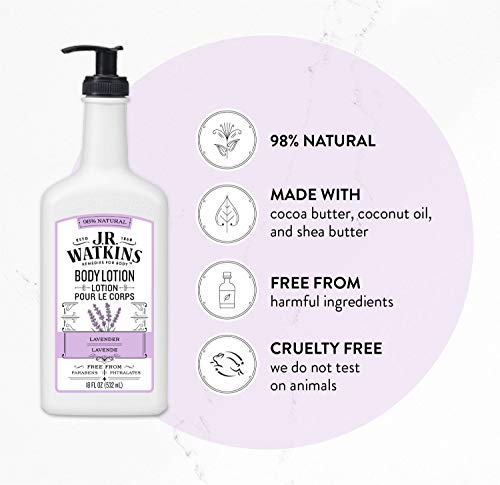 J.R. Watkins Lavender Moisturizing Body Lotion 18 fl oz - Natural Hydrating Lotion with Pump