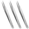 Beaditive High Precision Tweezers 3 Pack - 4.7" Craft Tweezers for Sewing, Beading & DIY Crafts - Non-Serrated Jewelry Tweezer Set with Fine Point Tips - Stainless Steel Needle Nose Hobby Tweezers