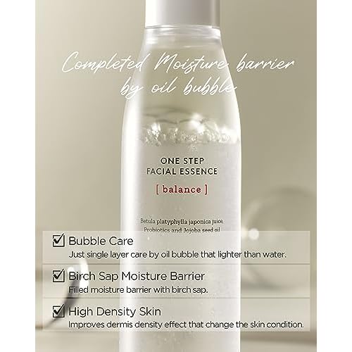 Onestep Facial Essence - Bi-Phase Hydrating Korean Toner with Birch Sap and Probiotics - Water and Oil Essence, 3.9 fl.oz.
