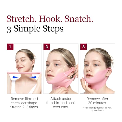 ROUND LAB Camellia Deep Collagen V Lifting Gel Mask 4ea | Double-chin Turkey Neck Instant Face Lifting Mask, Cooling and Depuffing Face Toning Belt, Firming Sagging Skin, Korean Skin Care, 10g/0.35oz