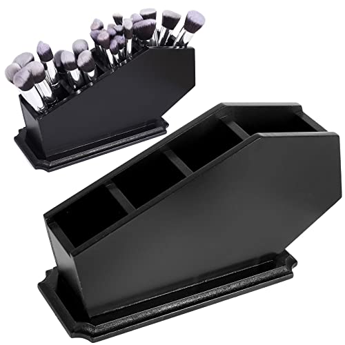 Gothic Coffin Makeup Brush Holder - Wooden Vanity Organizer for Halloween Decor
