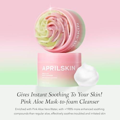 APRILSKIN Pink Aloe Facial Polish Cleanser with Heart-Shaped Plush Facial Cleansing Sponge
