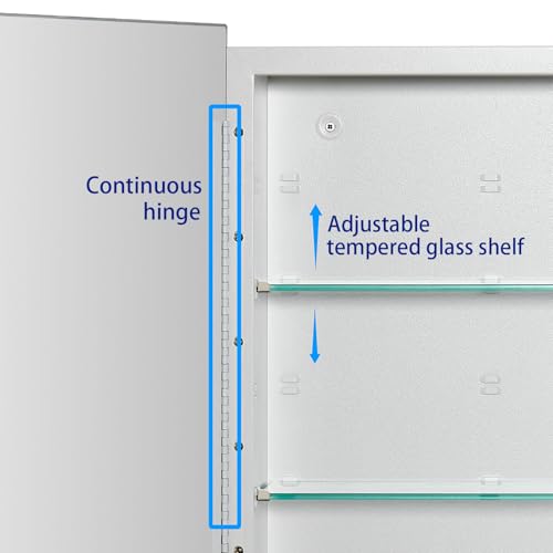 Matt White Bathroom Medicine Cabinet 14x18 Inch Beveled Edge Mirror Recessed or Surface Mount with Adjustable Shelves