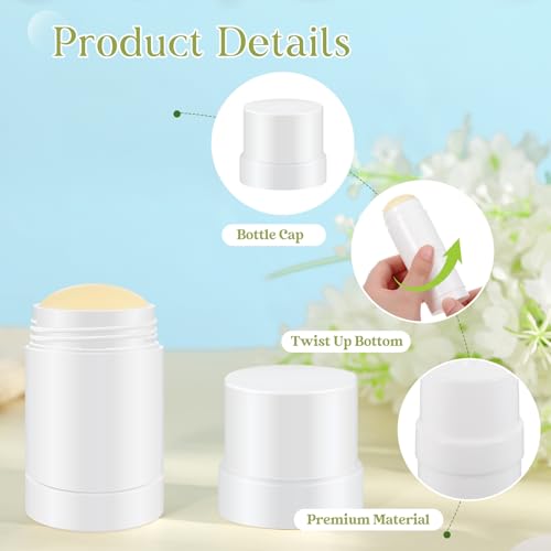 30ml White Deodorant Containers Set - Empty Travel Stick for Homemade Cosmetics