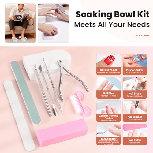 Pink & Clear Hand & Foot Nail Soaking Bowl Set - Large Size, 12pcs