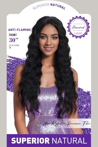 30 Inch Wavy Lace Front Wig for Women - Deep Part Natural Hair with Baby Hair - Black Variation