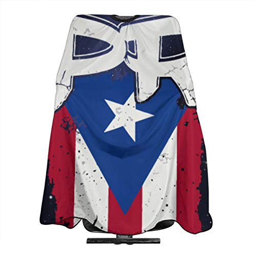CebDs Puerto Rico PR Flag Hair Salon Cape - White, One Size, Water-Resistant, Professional Hairdressing Apron