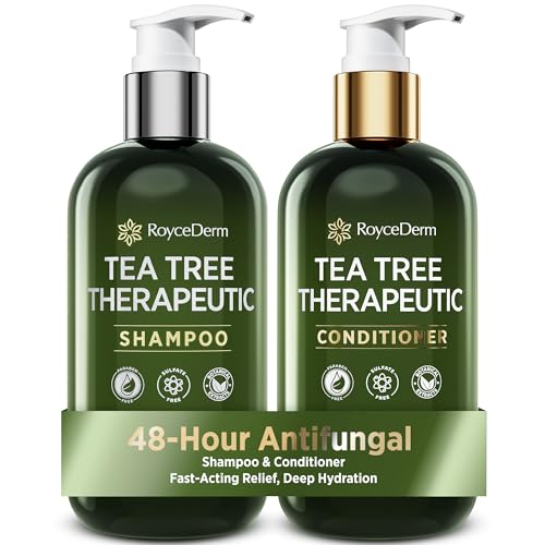Roycederm Tea Tree Antifungal Shampoo & Conditioner Set for Scalp Care - Folliculitis Relief, Dry & Itchy Scalp, Paraben & Sulfate Free