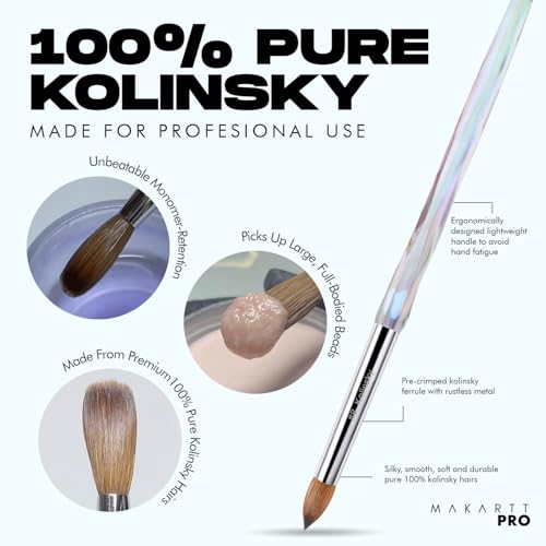 Professional Acrylic Nail Brush #12 – Pure Kolinsky Hair for Precise Application