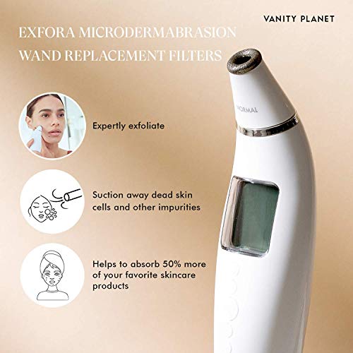 Vanity Planet Exfora Replacement Filters - Replace your Microdermabrasion Head - Replacement Kit Contains a Standard Diamond-Encrusted Head, 28 Removable Filters, 6 Gaskets for Optimal Skin Results