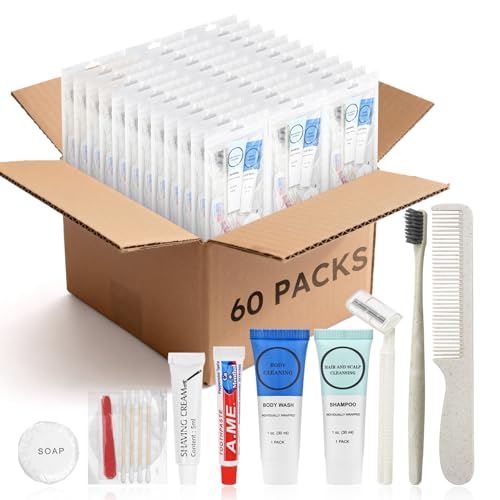 60 Pack Travel Toiletry Kits for Homeless Personal Hygiene, Bulk