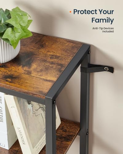SONGMICS HOME 5-Tier Corner Shelf Rustic Brown - L-Shaped or Straight Bookshelf