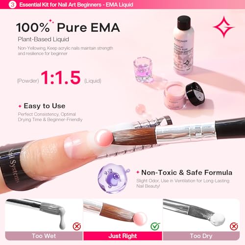 Acrylic Nail Kit for Beginners: Professional Nail Set with Drill Acrylic Powder Gel Polish Nail Stamp for Home Starter Practice & DIY Manicure