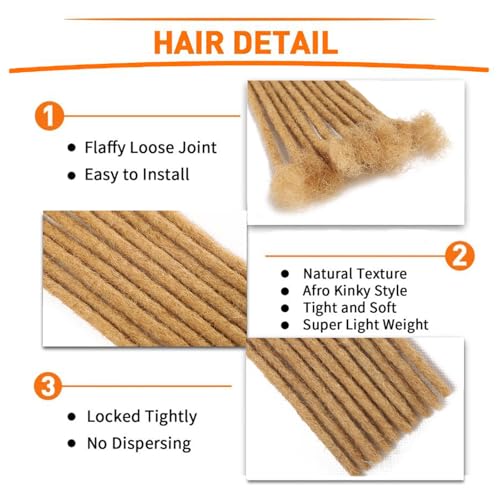 Human Hair Dreadlock Extensions 8 Inch #27 Blonde - 20 Strands, Variation of #27-0.6cm/8Inch-20Strands