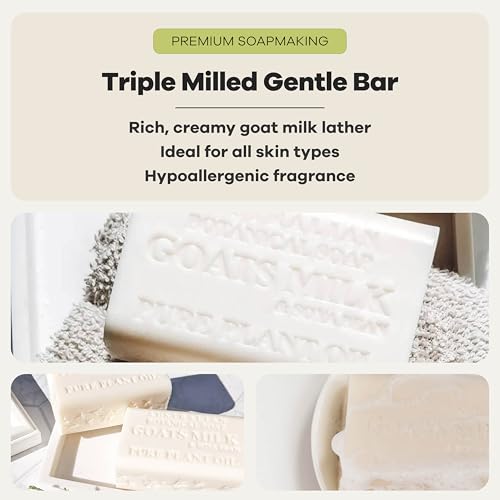 Goat Milk Soap Bars with Shea Butter & Soya Bean Oil - 6.6 OZ Pack of 8, Sensitive Skin