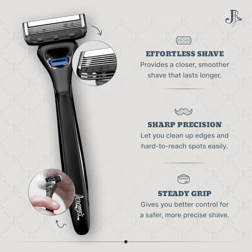 Jeremy's Men's Razor Blade Refills – 8 Compatible Cartridges with Precision Trimmer & Lubricating Strip