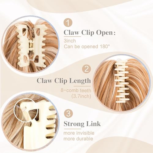 Hair Bun, Clip-in Hair Extensions 12in - Synthetic Chignon Ponytail Scrunchies for Women,for Daily Wear(Brown gold varietal)