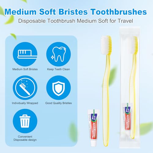 Disposable Toothbrush with Toothpaste Set 100 Pack - Portable & Hygienic