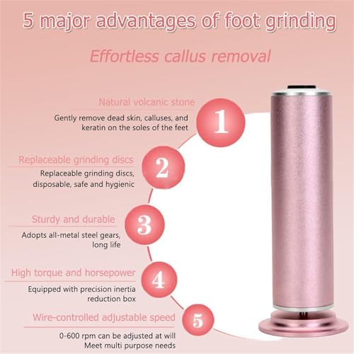 Dermawe Electric Foot Callus Remover, Dermave Foot Sander, with 60pcs Sanding Disc, Electric Foot File Adjustable Speed Callus Remover Tool, Foot Grinder Callus Remover Heavy Duty (Gold)