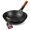 11.8-Inch Pre-Seasoned Carbon Steel Wok for Stir Fry & Outdoor Cooking