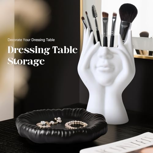 Golray Birthday Gifts for Women Self Care Spa Basket with Mug/Makeup Brush Holder/Jewelry Tray, Christmas Valentines Mother's Day Gift for Her Wife Sister Mom Friend Girlfriend Coworker Teacher Nurse