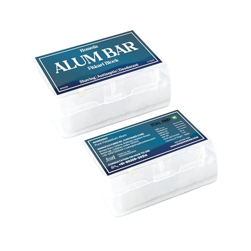 Alum Block for Shaving, Alum Stone for Face, Piedra De Alumbre Natural Bar for Underarm, Fitkari, Fitkiri, Allum Deodorant for Men and Women - with Storage Case (2 Pieces)