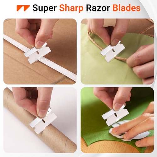 WRAPXPERT Single Edge Razor Blades,100 Pack Razor Blades Single Edge,Stainless Steel Blade for Standard Scraper Tool,Glass & Paint Scraper