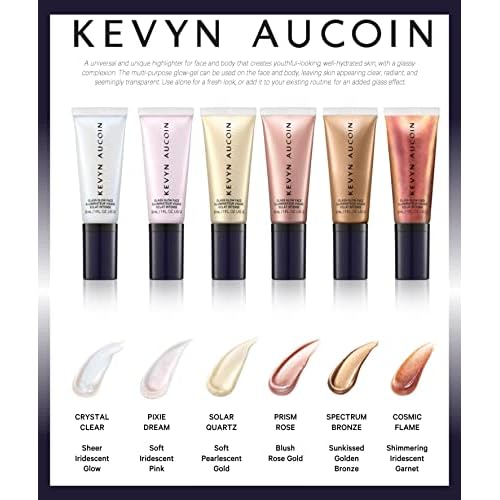 Kevyn Aucoin Glass Glow Face: Multi-purpose universal dewy highlighter for face and body. Creates glowing youthful-looking hydrated skin with a glassy complexion. Makeup artist go to.