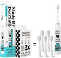 Kids Electric Toothbrush - Rechargeable Vibrating Shark Design with 6 Replacement Heads, Timer, Gently Cleans Teeth - Made by Dentists - Shark