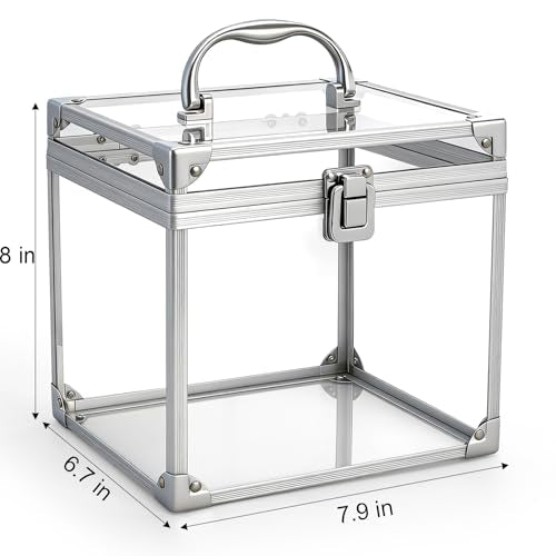 Acrylic Crown & Cosmetic Storage Box with Locking Latches - Portable Vanity Organizer for Pageants & Travel