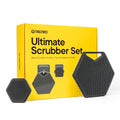 TOOLETRIES The Ultimate Scrubber Set - with 2X Scrubbers & Holders - Silicone Toiletry Organizer, Shower & Bathroom Accessory - Features Silicone-Grip Technology, Removable & Reusable - Charcoal