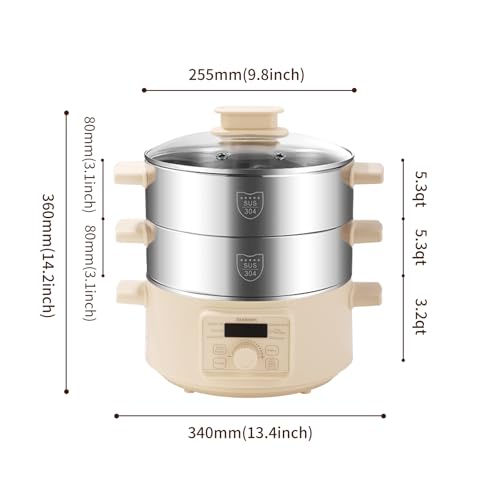 Electric Food Steamer with 2 Tiers, 13.7 Qt Large Capacity, Multi-Functional Kitchen Appliance