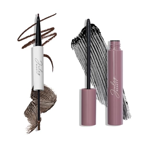 Julep 2-in-1 Eyebrow Pencil & Tinted Brow Gel - Dark Brown (Waterproof, All Day Hold) + Length Matters Buildable Lengthening Lash Mascara - Black