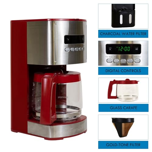 Stainless Steel 12-Cup Programmable Coffee Maker with Glass Pot & Bold Brew