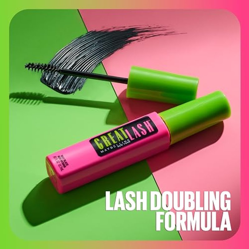 Maybelline Great Lash Waterproof Mascara, Volumizing, Lengthening and Lash-Doubling Formula for Thicker Lashes, Very Black, 2 Count