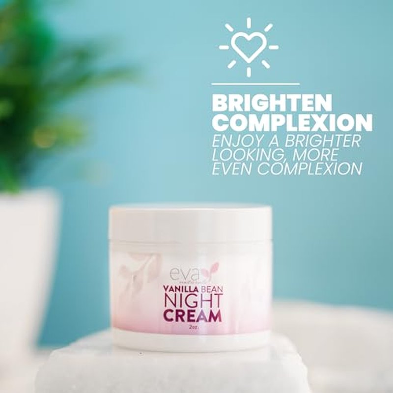 Eva Naturals Vanilla Bean Night Cream ? Overnight Face Moisturizer with Vitamin E, C, B Complex & CoQ10 ? Anti-Aging Facial Lotion with Green Tea & Shiitake ? Hydrating Cream for Renewed, Smooth Skin