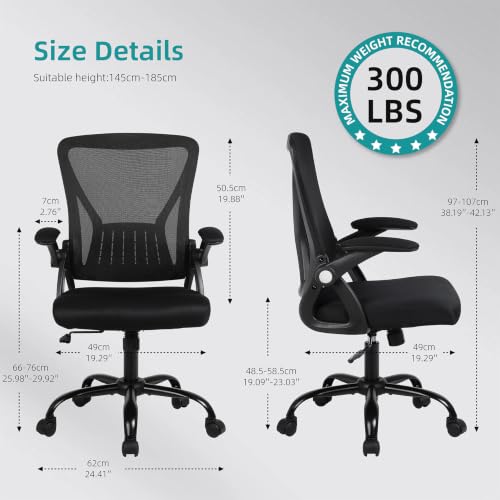 Black Ergonomic Mesh Office Chair with Lumbar Support & Adjustable Height