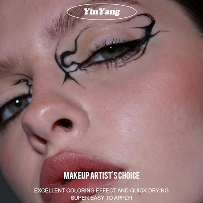 -Water Activated Eyeliner Black & White ¡°YinYang¡± 2 in 1 -Wet Liner Makeup - Smudge Proof Face Body Paint - Great for Cosplay, Holiday, Party - Skin Safe & Child Friendly -10g/container