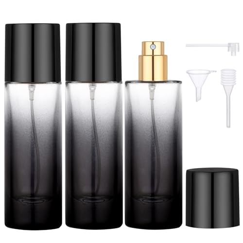 Segbeauty 1oz Perfume Spray Bottle, 3pcs 30ml Glass Travel Bottle Refillable, Travel Cologne Sprayer for Men, Black Portable Empty Cologne Atomizer, Perfume Making Kit for Women, Mini Spray Bottles
