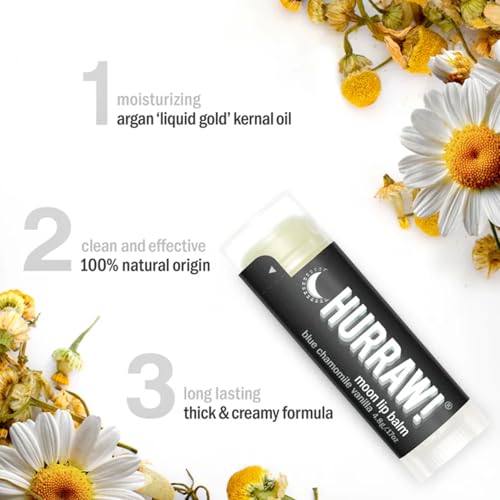 Hurraw! Moon Night Treatment Lip Balm 5 Pack - Organic, Vegan, Blue Chamomile & Vanilla