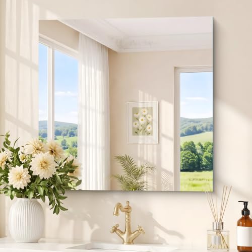 KOCUUY Frameless Shatterproof Bathroom Mirror 30x30 Inches, Unframed Square Wall Mirror for Bedroom & Entryway