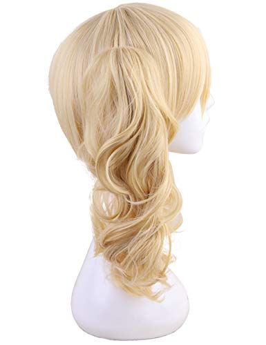 Blonde Short Straight Wig with Ponytail Claws for Cosplay & Halloween