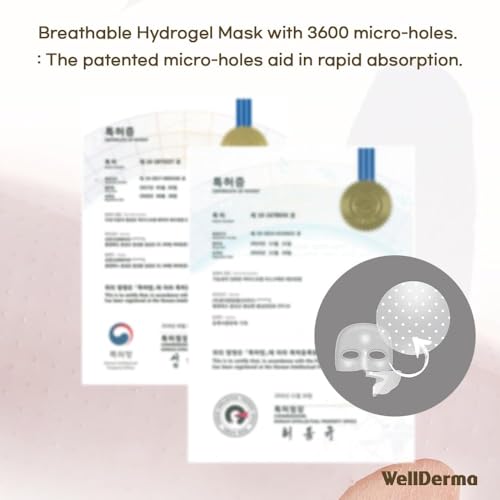 WELLDERMA Sapphire Collagen Impact Hydrogel Fitting Mask, 25g x 16 Sheets ? Hydrating & Firming Micro-Hole Sheet Mask with Collagen Water 850,294ppm, Niacinamide & Peptides
