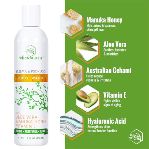 Moisturizing Eczema Body Wash with Manuka Honey & Aloe Vera - 8 Fl Oz