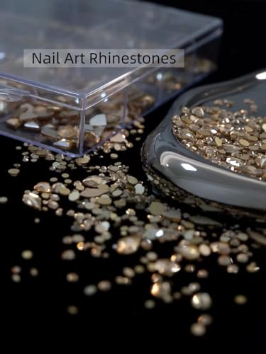 Gold Nail Rhinestones Kit - 6080 Pcs 3D Flatback Crystals for Nail Art - Variation: Gold