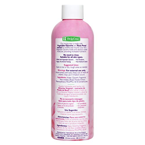 De La Cruz Rose Water and Glycerin for Face Bundle ? Rosewater Facial Toner and Moisturizer for Skin and Hair - 8 fl oz + 16 fl oz Refill Bottle
