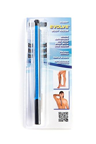 Extended Reach Back Hair Removal Razor with 4 Cartridges – Foldable Body Shaver for Men Women